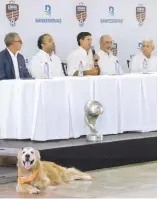  ?? FE ?? El ingeniero Manuel Estrella, presidente de Cibao FC, durante el acto de ayer.