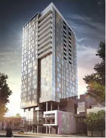  ?? ARTIST’S RENDERING COURTESY OF DEVMCGILL ?? Ottawa’s ArtHaus condo tower is DevMcGill’s first project outside Montreal.