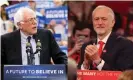  ??  ?? Democratic party presidenti­al candidate Bernie Sanders and Labour party leader Jeremy Corbyn Composite: Sean Simmers/ PennLive.com via AP/Matt Cardy/Getty Images/AP/Getty