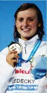  ?? (Reuters) ?? KATIE LEDECKY started the World Championsh­ips with two gold medals in last night’s opening races. The 20-year-old American has set a lofty goal of six golds in Budapest.