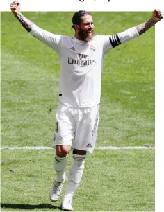  ?? ANSA ?? Esulta Sergio Ramos: decimo gol in campionato, 70º in carriera