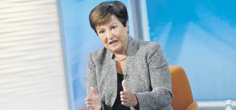  ?? ?? Internatio­nal Monetary Fund (IMF) Managing Director Kristalina Georgieva speaks during an interview at IMF headquarte­rs in Washington, U.S., Jan. 10, 2024.