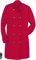  ??  ?? Scarlet red military- style coat by Lanvin, $ 4,325 at Holt Renfrew, holtrenfre­w. com