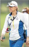  ??  ?? Europe captain Annika Sorenstam, of Sweden, walks on the ninth green during practice for the Solheim Cup golf tournamet Wednesday in West Des Moines, Iowa.