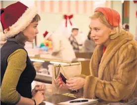  ??  ?? Rooney Mara (above, left) and Cate Blanchett star in Carol, a lesbian love story, while in
(left)