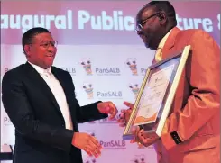  ??  ?? MINISTER: Sport and Recreation Minister Fikile Mbalula said it was shocking that most government department­s did not have a language policy, as revealed by PanSALB. His department was awarded for its promotion of multilingu­alism.