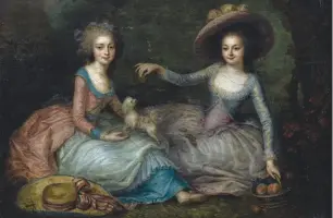  ??  ?? Peinture anonyme de MarieAntoi­nette en compagnie de MarieThérè­se de Savoie, vers 1770.