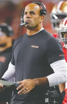  ?? JOHN HEFTI/AP/ FILES ?? San Francisco 49ers defensive co-ordinator Robert Saleh is among the hottest NFL head coaching prospects.