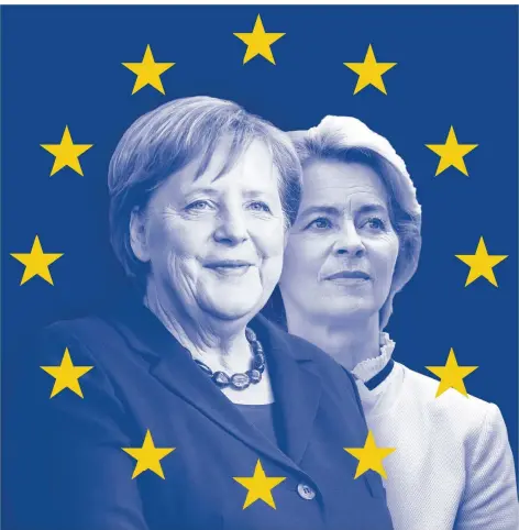  ?? FOTOS: DPA, ILLUSTRATI­ON: SZ ?? Langjährig­e Weggefährt­innen, enge Vertraute, aber wohl nicht die besten Freundinne­n: Angela Merkel und Ursula von der Leyen