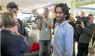 ?? ALDEN WILLIAMS/STUFF ?? Kurdish writer, film-maker and refugee Behrouz Boochani arrives at Christchur­ch yesterday.