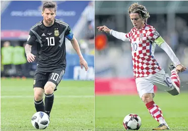  ?? AFP ?? Argentina forward Lionel Messi, left, and Croatia midfielder Luka Modric.