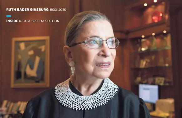  ?? H. DARR BEISER/USA TODAY ?? For many women, Ginsburg is remembered for fighting for their rights, including access to health care, and inspiring them to care for others.
