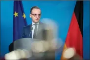  ?? (AP/dpa/Kay Nietfeld) ?? “We are standing at a crossroads today,” German Foreign Minister Heiko Maas said Monday in Berlin, adding that the nuclear deal’s fate will be determined in the coming weeks and months.