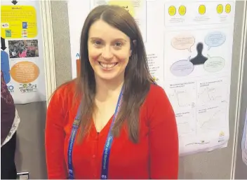  ??  ?? Make her’s a double Speech and language therapist Joanne Gibson’s poster scooped two awards