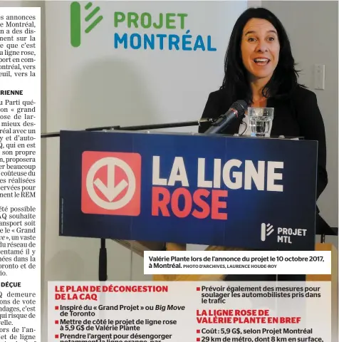  ?? PHOTO D’ARCHIVES, LAURENCE HOUDE-ROY ?? Valérie Plante lors de l’annonce du projet le 10 octobre 2017, à Montréal.