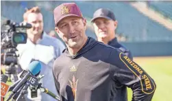  ?? ALEX GOULD/THE REPUBLIC ?? Arizona State baseball coach Willie Bloomquist speaks to the media a day before the Sun Devils’ first practice on Jan. 28.