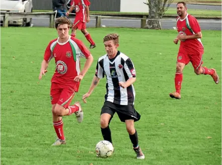  ??  ?? Brad West scored twice for Waikato Stud Matamata Swifts as they defeated Melville United 4-1 on Saturday.