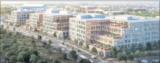  ?? ?? A restart of a huge tech campus, Platform 16 office campus in downtown San Jose, totaling 1.1 million square feet in downtown San Jose, that is near the footprint of the Google transit village and the Diridon train station is being actively considered for 2022.