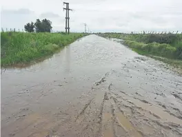  ??  ?? Intransita­ble. Un camino en Carlos Tejedor, muy cerca del pueblo.