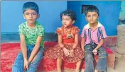  ??  ?? Children of Aneesh Kumar alias Faisal Pullani, who was killed last year. HT PHOTO