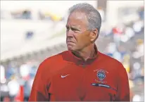  ?? ASSOCIATED PRESS FILE PHOTO ?? New Mexico coach Bob Davie has possibly exhausted his school’s patience. Budget issues at UNM probably bought Davie an eighth season, but after consecutiv­e 3-9 seasons, another clunker is not likely to be written off.