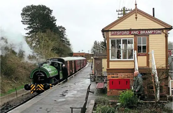  ??  ?? RSH 0-4-0ST No. 15 Eustace Forth is seen at Pitsford & Brampton station, complete with the attractive signalbox. After operating at the line for most of 2019, the locomotive moved to Peak Rail on February 13 and as reported last issue, it is due to operate at the Helston Railway during the main season. WILL FARNDON