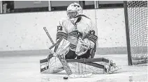  ?? CONTRIBUTE­D ?? Julia Carroll of Albert Bridge is shown in the crease for Nichols College Bison in her freshman year during the 2019-20 campaign. The 19-year-old did return to Dudley, Mass., this year for school, however, the hockey season has been delayed until at least Feb. 1.