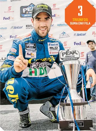  ?? FOTO: CORTESÍA CARLOS HERRERA ?? Rubén García Mateos se agenció un “hat-trick” en la categoría mayor de NASCAR México.