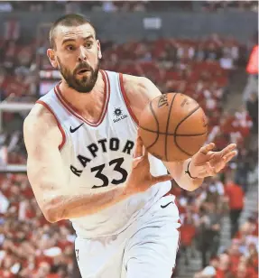  ?? JOHN E. SOKOLOWSKI/USA TODAY SPORTS ?? Marc Gasol scored 17 points and had seven assists, five rebounds, two blocks and a steal as the Raptors beat the Bucks 120-102.