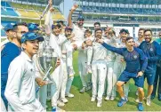  ?? — PTI ?? Vidarbha celebrate their Ranji trophy triumph.