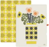 ?? ?? Orla Kiely Set of 2 Tea Towels in Atomic Flower Yellow, Orla Kiely.