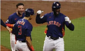  ?? ?? The Houston Astros enjoying the pre-uniform advertisem­ent era. Photograph: Aaron M Sprecher/EPA