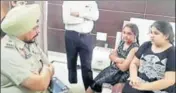  ?? HT PHOTO ?? A police official recording statements of girls after the robbery incident in Jagraon on Monday.