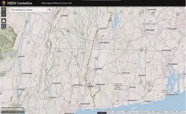  ?? National Parks Service/Contribute­d image ?? A map of the New England Scenic Trail from the National Park Service showing the route of the trail from Guilford to the border of Massachuse­tts and New Hampshire.