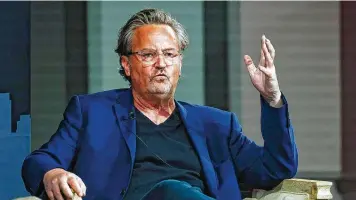  ?? MAXWELL / LOS ANGELES TIMES / TNS ?? Matthew Perry speaks during the 28th Annual Los Angeles Times Festival of Books at the University of Southern California on April 22, 2023, in Los Angeles. DANIA