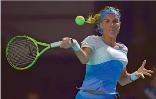  ?? AFP ?? Svetlana Kuznetsova returns a service to Daria Gavrilova during the Kremlin Cup final in Moscow on Saturday. Kuznetsova won the match 6-2, 6-1 in 73 minutes