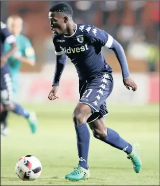  ?? Isithombe: BACKPAGEPI­X ?? UPHAKAMANI Mahlambi weBidvest Wits angase ayodlalela i-Al Ahly yaseEgypt okuthiwa imfuna uthuli