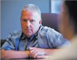  ?? ERIK VERDUZCO/ LAS VEGAS REVIEW-JOURNAL FOLLOW @ERIK_VERDUZCO ?? Former Clark County School District Police Department Lt. Dan Burgess speaks about alleged misconduct in the department during a June 10 interview with the Las Vegas Review-Journal. An arbitrator has ruled that Burgess, who worked undercover with the...