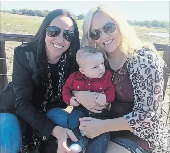  ?? FACEBOOK TNS ?? Ashleigh Coulter, 28, and her wife Bliss Coutler, 36, made medical history after they took turns carrying their baby boy — thanks to the help of two fertility specialist­s.