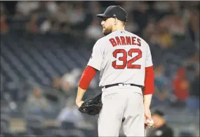  ?? Jim McIsaac / Getty Images ?? Matt Barnes, a Bethel native and former UConn star, has had an upanddown season for the Red Sox, sporting a 34 record with a 4.50 ERA.