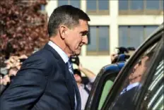  ?? Susan Walsh/Associated Press ?? President Donald Trump’s former national security adviser, Michael Flynn, leaves federal court in December 2017 in Washington.