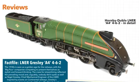  ?? ?? Hornby‑dublo LNER ‘A4’ 4‑6‑2 – in detail