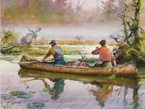  ??  ?? James Milton Sessions (1882-1962), The Canoers. Watercolor, 22 x 30 in., signed lower left. A.J. Kollar Fine Paintings, LLC.