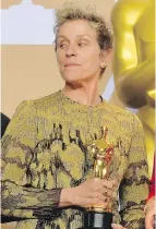  ?? SCOTT VARLEY, TRIBUNE NEWS SERVICE ?? Best Actress winner Frances McDormand ended her speech at the 90th Academy Awards ceremony with the words “inclusion rider.”