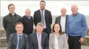  ??  ?? Sean Canney TD Minister for State at Office of Public Works and Flood Relief, Peter Fitzpatric­k TD, Cllr. Maria Doyle, Paul Costello and Aidan Harney, OPW, with Brian McQuillan, Joe Bailey and Larry