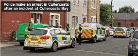  ?? ?? Police make an arrest in Cullercoat­s after an incident at Cullercoat­s Bay