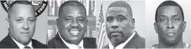  ??  ?? From left, former Opa-locka Commission­er Luis Santiago, former Opa-locka City Manager David Chiverton and former Public Works Supervisor Gregory Harris.