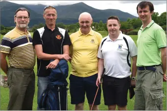  ??  ?? Pat O’Brien, Denis Coffey, Ed Crowe, Martin Mulrady and Damien Fenton participat­ing in the St Pat’s Annual Golf Classic at Ross Golf Course on Saturday. Photo by Michelle Cooper Galvin