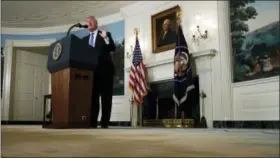  ?? EVAN VUCCI — THE ASSOCIATED PRESS FILE ?? President Donald Trump speaks about his trip to Asia in the Diplomatic Reception Room of the White House in Washington.