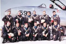  ?? SUPPLIED ?? David O’Blenis (back row, left) during his RCAF flight instructor days in Gimli, Man., preparing for advanced jet training in the T-33 Sliver Star.